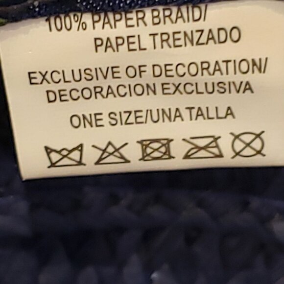 Panama Jack Navy Paper Braid Sun Hat with Beads - Picture 9 of 11